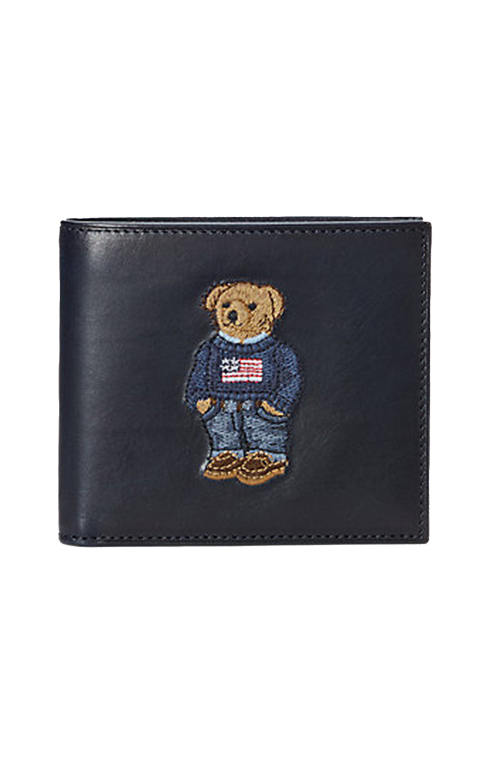 Polo Bear Leather Billfold Wallet - Navy/American Flag Sweater