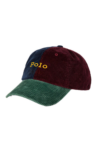 Color Blocked Corduroy Ball Cap - Hunter Navy/Ruby/College Green