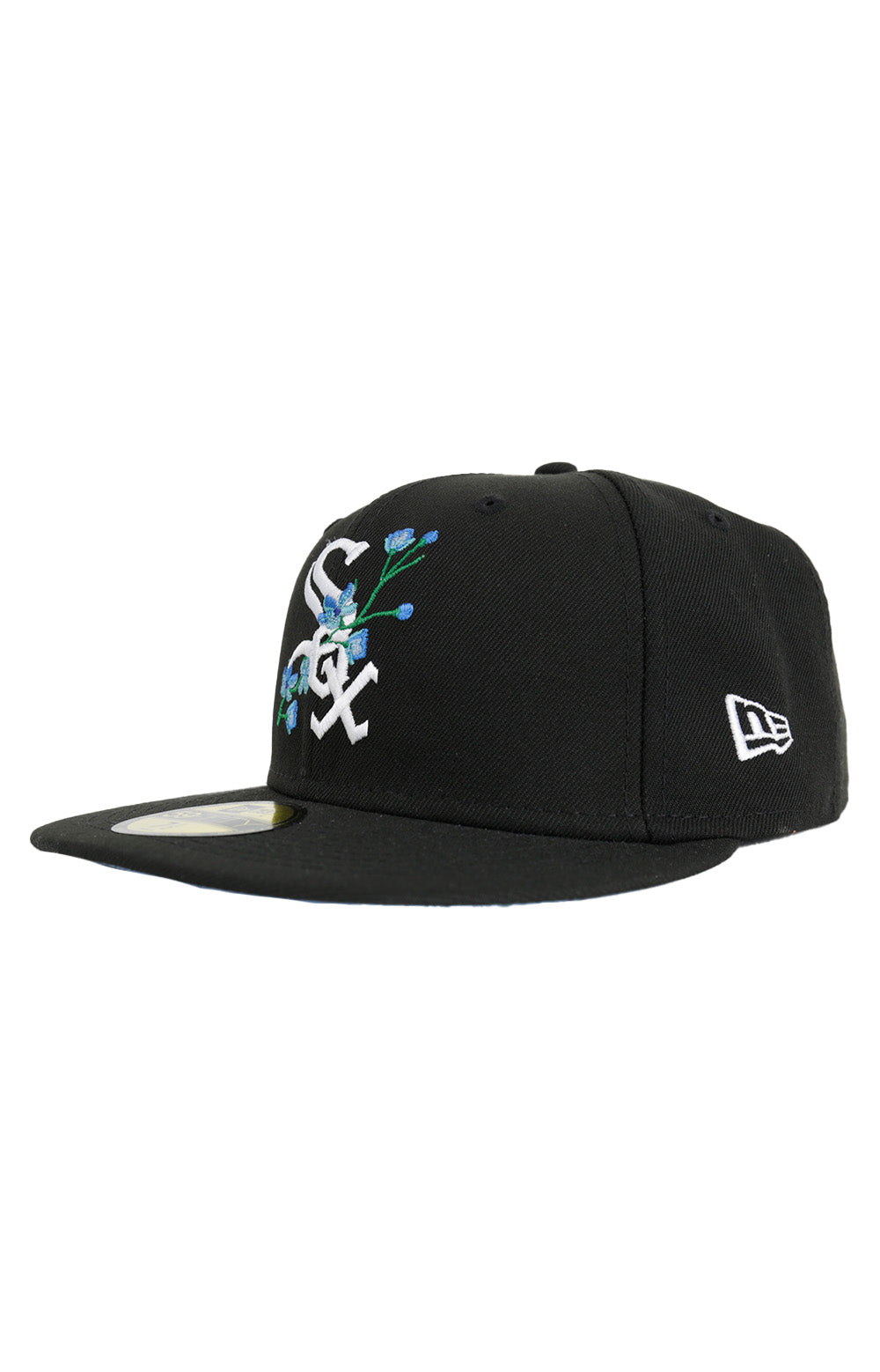 Side Patch Bloom Chicago White Sox Black 59FIFTY Fitted Hat