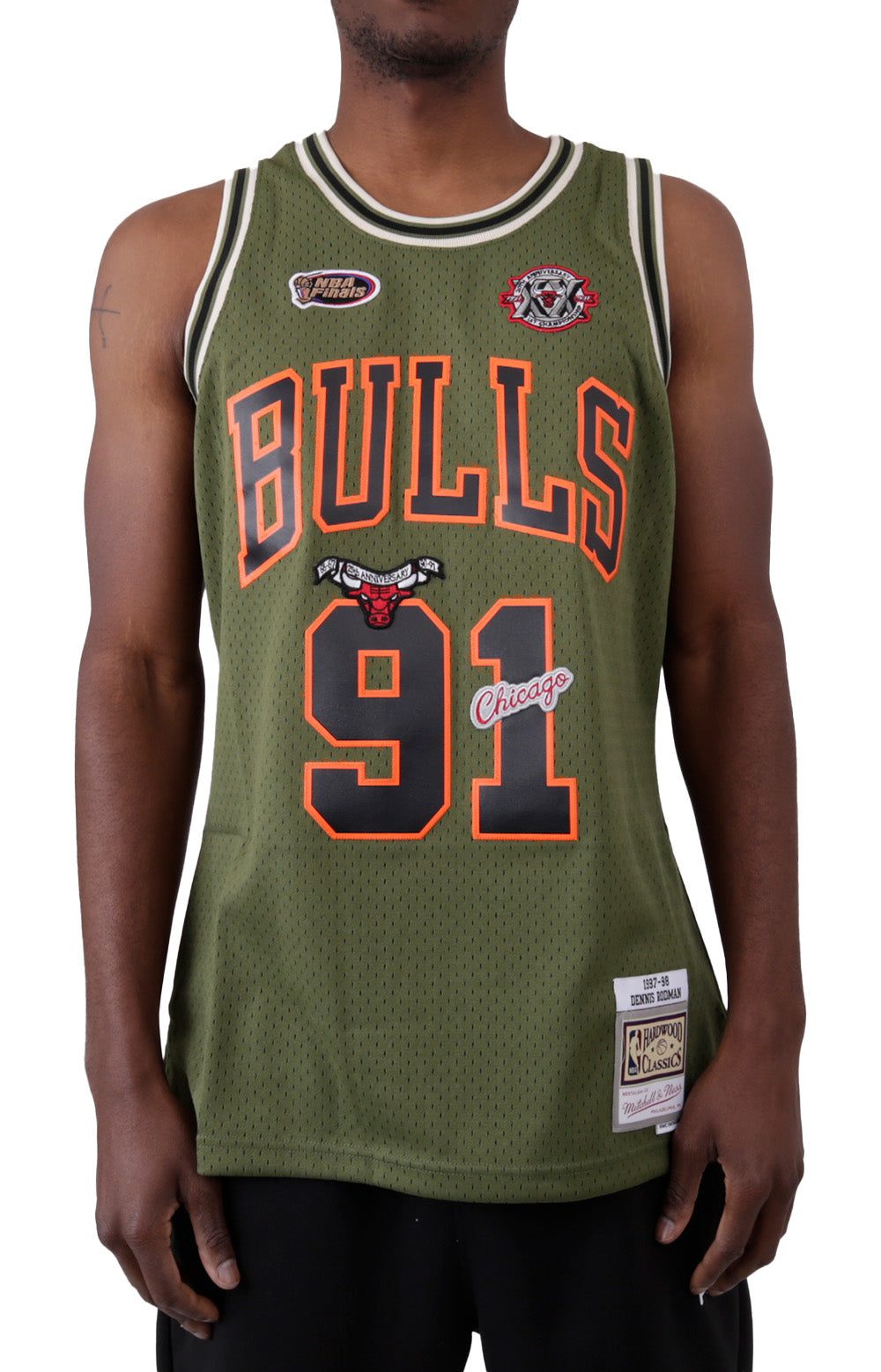 : Mitchell & Ness NBA Swingman Road Jersey Bulls 97 Dennis Rodman  Scarlet SM : Sports & Outdoors