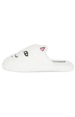 Nerm Face Fuzzy House Slippers - White