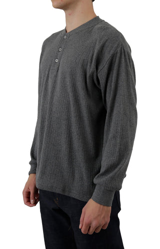 Rib Henley L/S Shirt - Dark Grey Heather