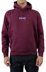 Obey Fleece Logo Embroidered Hoodie - Beetroot