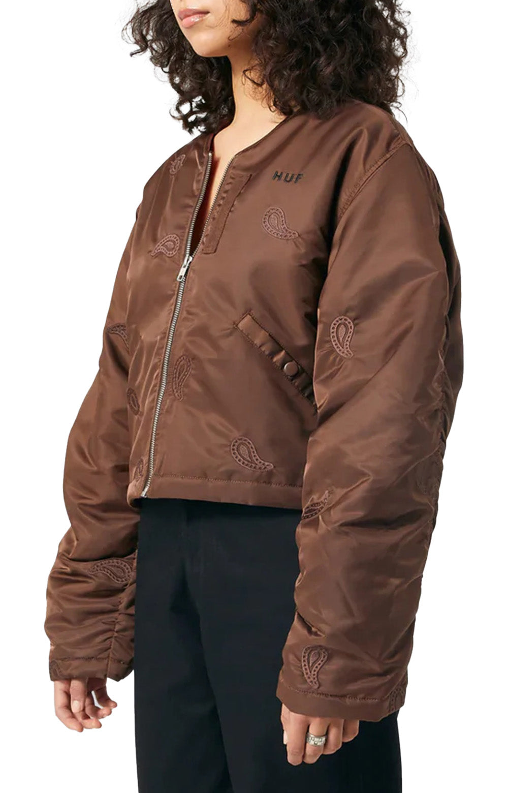 Paisley Satin Bomber Jacket