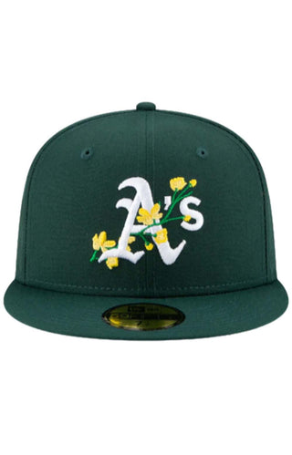 NEW ERA SIDEPATCH BLOOM OAKLAND A'S FITTED HAT (DARK GREEN