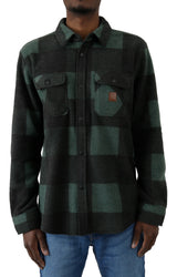 Bowery L/S Arctic Stretch Fleece Button-Up - Dark Green/Black