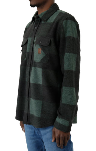 Bowery L/S Arctic Stretch Fleece Button-Up - Dark Green/Black