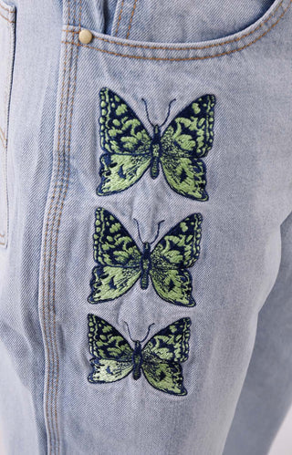 Butterfly Denim Jeans - Light Blue