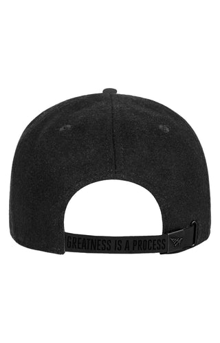 Original Crown In Melton Wool & Leather Strap-Back Hat - Black