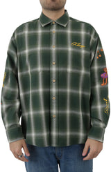 Green Checkered Flannel Long Sleeve Button-Up Shirt by X-Large