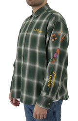 Green Checkered Flannel Long Sleeve Button-Up Shirt by X-Large