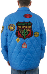 Southwest-Inspired Quilted Coach Jacket - Dakota Blue