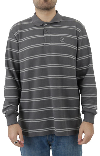 Stripe Polo L/S Shirt - Graphite