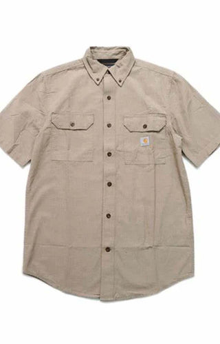 (104369) Original Fit MW S/S Button-Up Shirt - Dark Tan Chambray