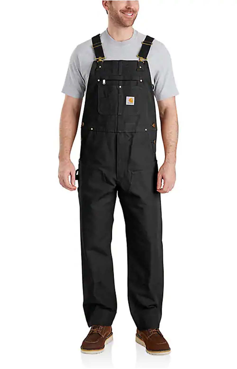 (102776) Relaxed Fit Duck Bib Overalls - Black