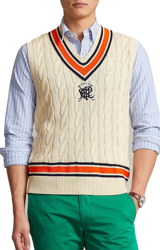 Crest Cotton Cricket Vest - Cream Multi