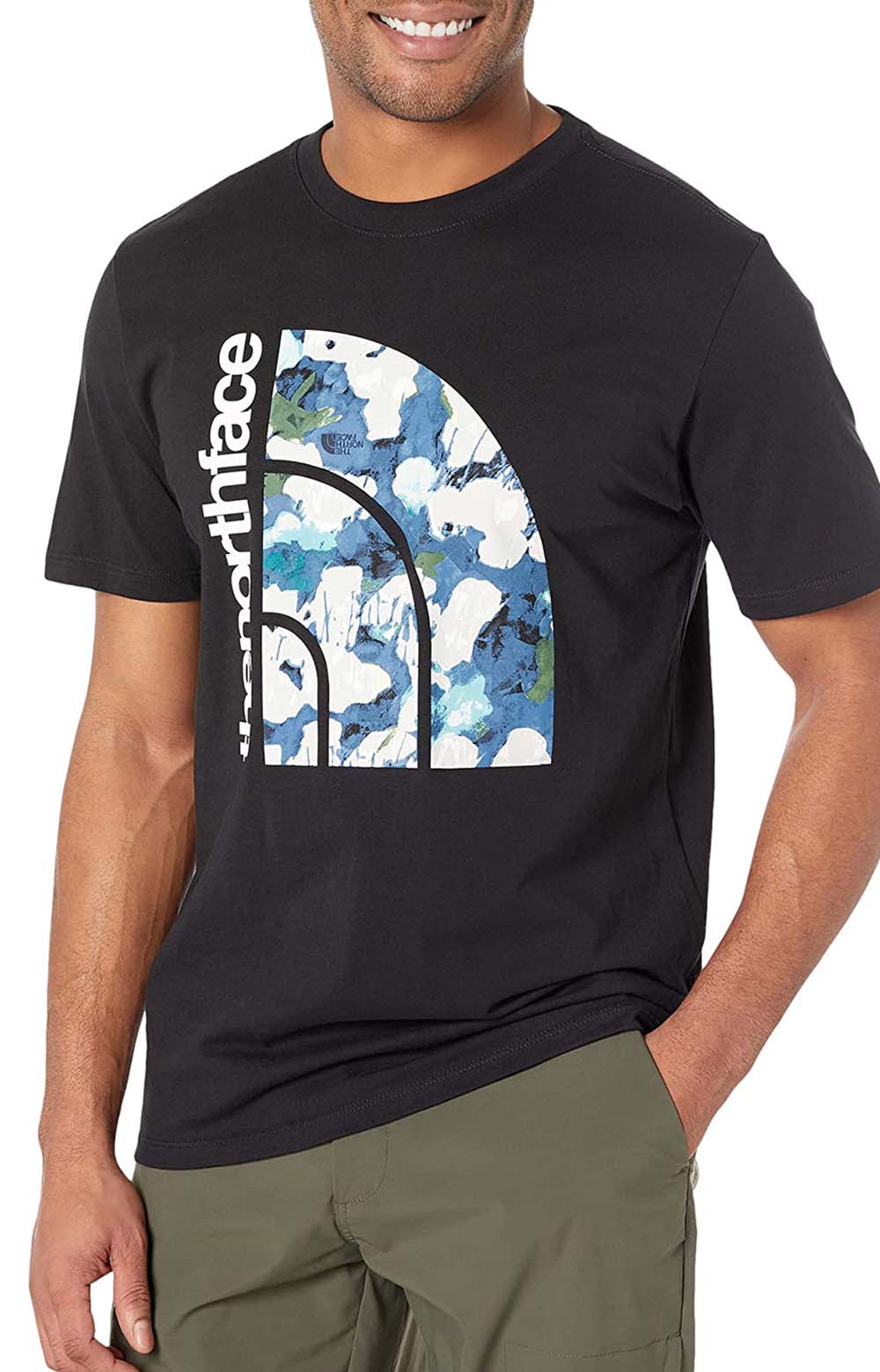 (NF0A812NIC1) Jumbo Half Dome T-Shirt - TNF Black/Summit Navy Abstract Floral Print