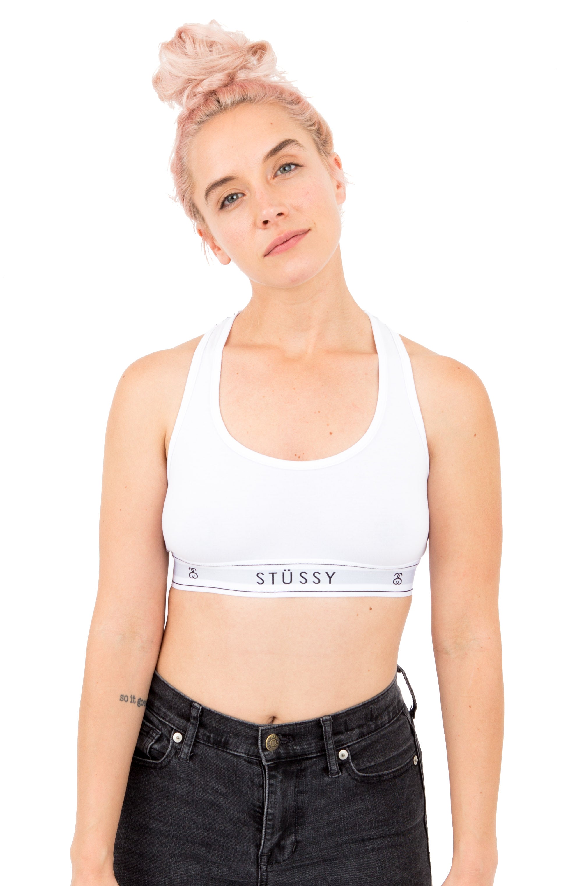 STÜSSY STUSSY WOMEN'S BASIC TRIANGLE TOP BRA BRALETTE WHITE