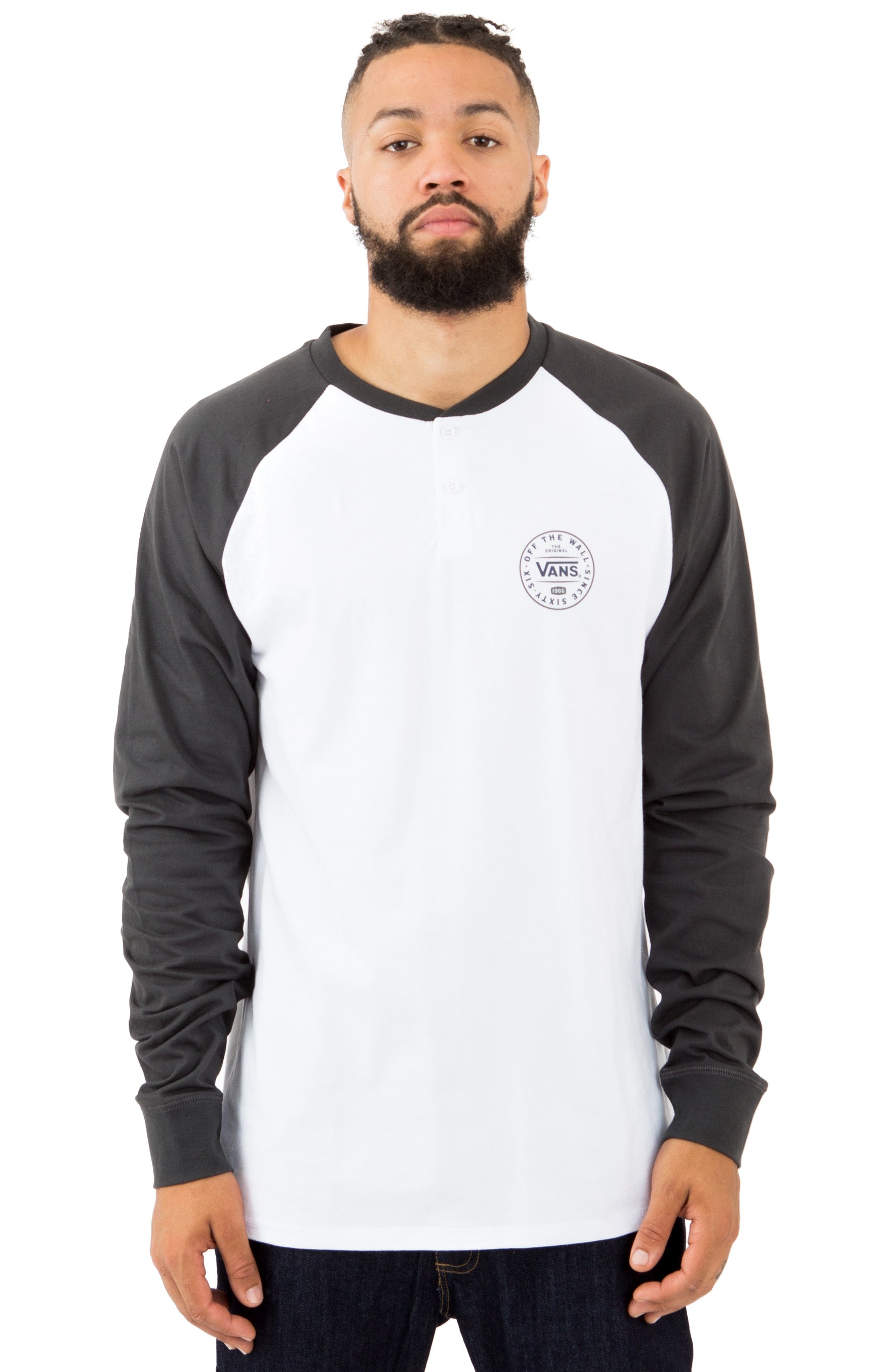 Denton L/S Shirt - White/Asphalt