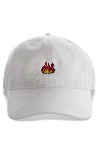 Flames Dad Hat - White